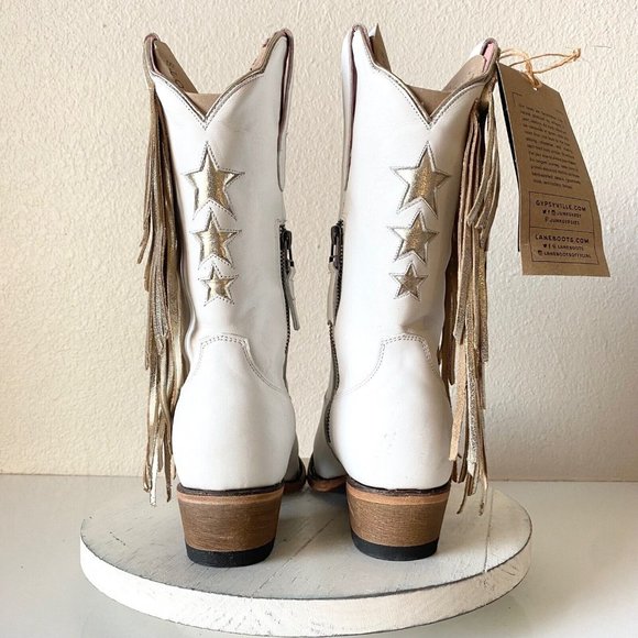 Junk Gypsy Lane Lost in the Stars 8.5 Womens Western Boots White Snip Toe Fringe - Picture 4 of 14